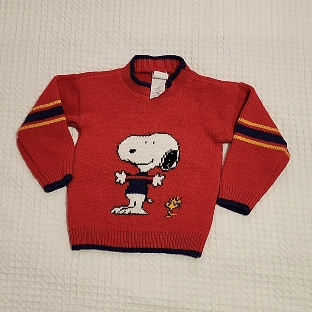 Vtg Peanuts Snoopy Woodstock Knit Sweater